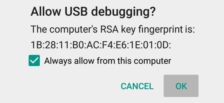 Allow USB Debugging Prompt in ADB