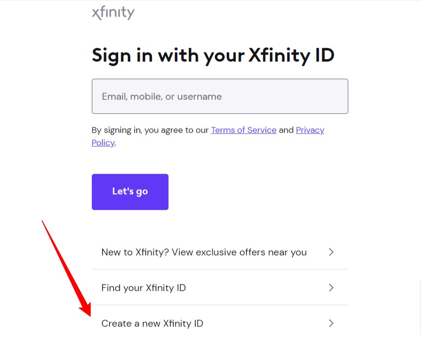 Sign in to Xfinity